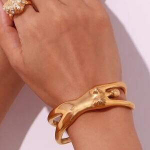 Gold Women Human Body Bangle Bracelet Body Bending Backwards Stainless S…